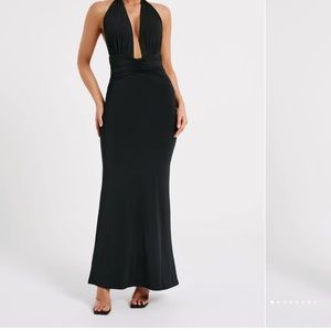 Meshki jovanna slinky halter maxi dress - black NWT size small